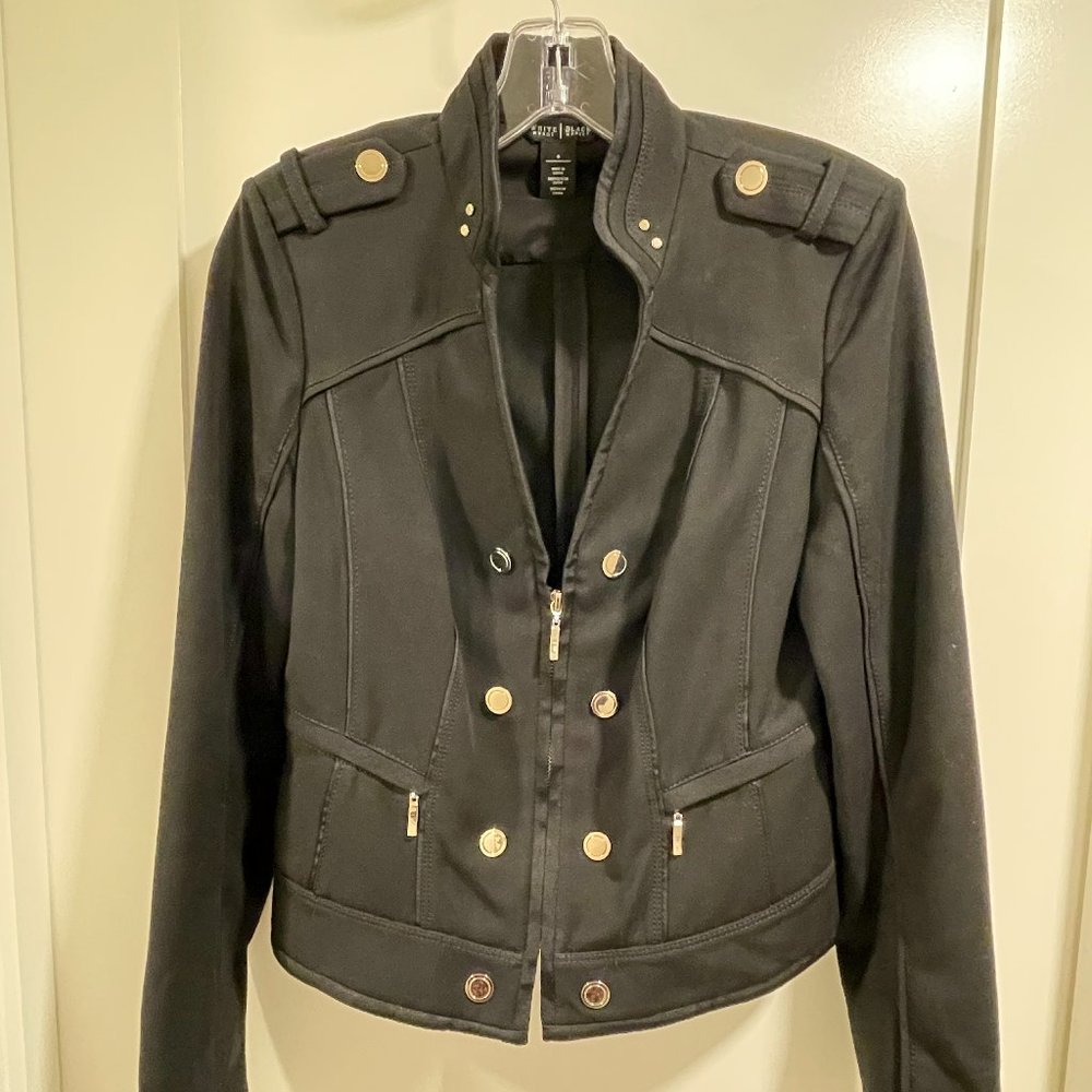 White House Black Market Black Military-Style Bomber Jacket